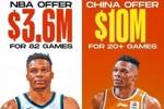 美媒:CBA给威少报价1000万-1400万&只打23场 进季后赛再加钱